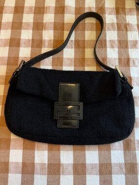 Fendi cashmere black baguette bag